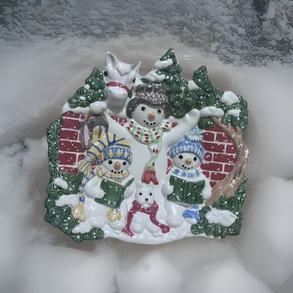 Fitz And Floyd “The Flurries Snowmen” Christmas Dish or Wall Platter HolidaDecor - Picture 13 of 16